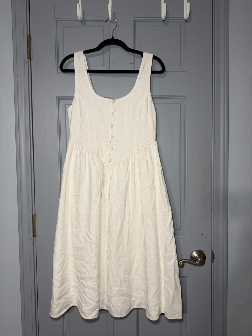 ROLLA'S Cream Button-Front Midi Sundress